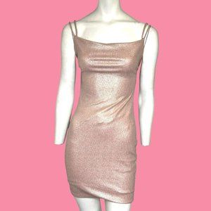 Tresser Metallic Bodycon Scoop Back Mini Dress Mauve Size Medium NWT